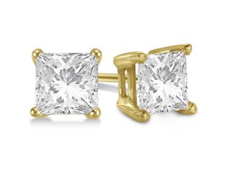 PARIKHS Princess Cut Premium Diamond  Stud 14K Yellow Gold 0.10ct IJ Color,SI2 Clarity