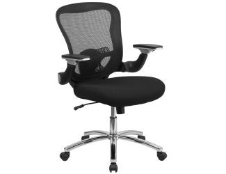 Mid-Back Black Mesh Ergonomic Office Chair with Height Adjustable Flip-Up Arms
