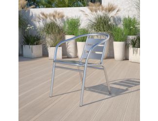 Heavy Duty Commercial Aluminum Indoor-Outdoor Slat-Back Restaurant Stack Chair