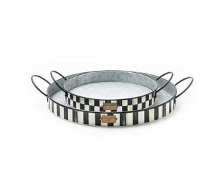 Flower Market Galvanized Serving Trays, Set of 2