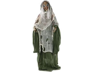 Life-Size Animatronic Witch with Lights and Sound, Indoor/Covered Outdoor Halloween Decoration