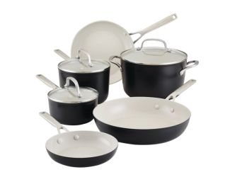 9pc Hard Anodized Ceramic Cookware Set Black