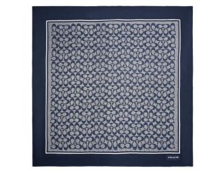 Vintage Signature C Printed Silk Square Scarf - Midnight Navy