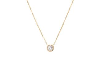 Diamond Bezel Pendant Necklace 14K Size 17"
