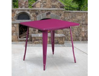 31.5" Square Purple Metal Indoor-Outdoor Table - Hospitality Furniture