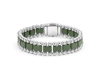 Men's Matte Hunter Green Ceramic Link Bracelet