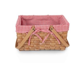 Farmhouse Basket - Red and White Gingham Basket Empty, (Red & White Gingham)