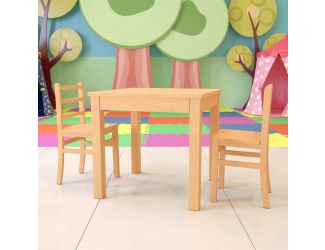 Kids Natural Solid Wood Table and Chair Set for Classroom, Playroom, Kitchen