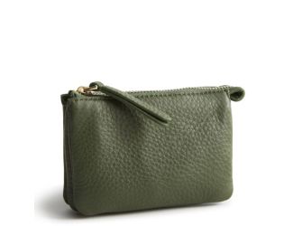 Accordion Card Case-Bronze Green-Leather