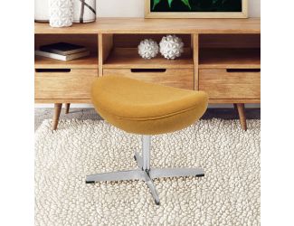 Citron Fabric Saddle Ottoman with 4 Point Alloy Base