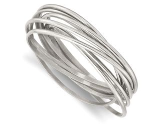 Stainless Steel Polished Intertwined 8" Bangle Bracelet