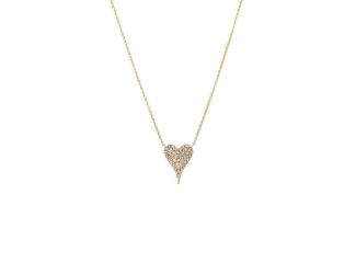 Diamond Pave Heart Pendant Necklace 14K Size 17"