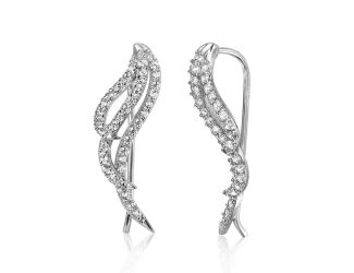 PARIKHS Rhodium Plated Wings Earring with Cubic Zirconia Stones in 925 Sterling Silver