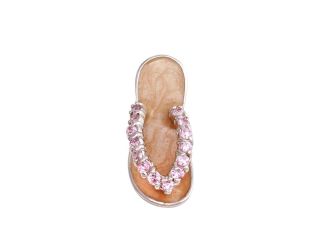 PARIKHS Rhodium Plated Lavender Enamel Pink CZ Sandal Pendant with chain in 925 Sterling Silver