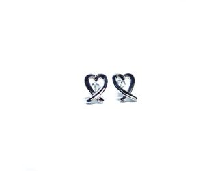Modern Heart Earrings in Silver