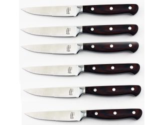 Pakka Wood SS Steak Knives, Set of 6, 12"