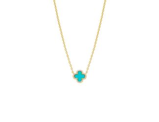 Pave Outlined Four Leaf Clover Necklace Size 18"