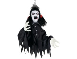 Hanging Animatronic Demon Girl or Groundbreaker with Lights and Sound, Indoor/Covered Outdoor Hallow