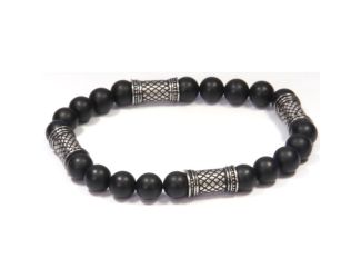 Men's Black Beads  Onyx Stretch Bracelet