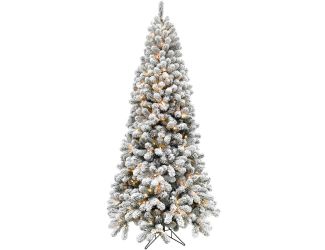 12-Ft. Flocked Alaskan Pine Christmas Tree with Smart String Lighting