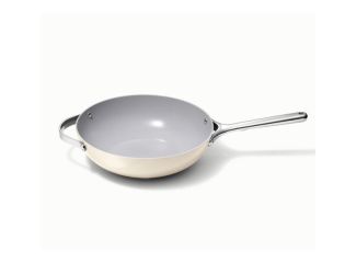 12" Nonstick Ceramic Stir Fry Pan Cream
