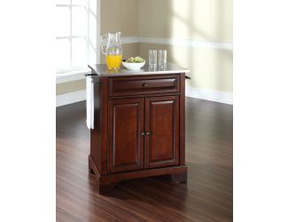 LaFayette Stainless Steel Top Kitchen Island Mahogany Finish