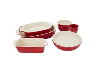 8pc Ceramic Bakeware & Serving Set Cherry Red