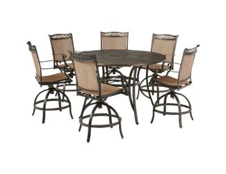 Fontana 7-Piece High-Dining Set with 6 Counter-Height Swivel Chairs and a 60-in. Cast-Top Table