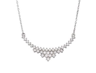 PARIKHS Rhodium Plated Curved Pendant Necklace in 925 Sterling Silver