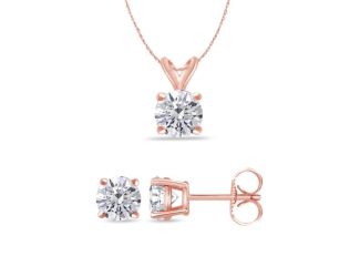 Bright White Round Lab Grown Diamond Set  in 14K Rose Gold 0.20ct, Color-FG, Clarity-VS