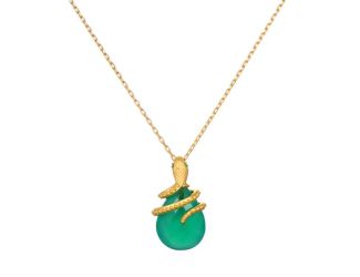 Satya 18" Green Onyx Dot Snake PendantNecklace