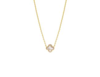 Pave Outlined Four Leaf Clover Necklace Size 18"