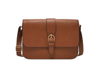 Zoey Large Leather Flap Crossbody Brown