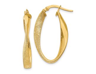 14ky Oval Twist Hoop Earrings