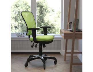 Mid-Back Ergonomic Multifunction Mesh Chair with Polyurethane Wheels-Green