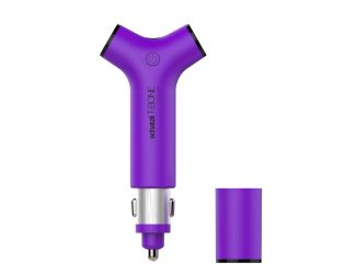 T-Bone 3-In-1 Car Charger + Power Bank + LED Flashlight - (Purple)