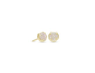 Nola Gold Stud Earrings in Iridescent Drusy
