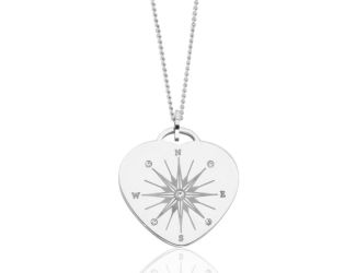 Joyful Sentiments Life Is A Journey Heart Shaped Compass Pendant Necklace