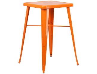 23.75" Square Orange Metal Indoor-Outdoor Bar Height Table