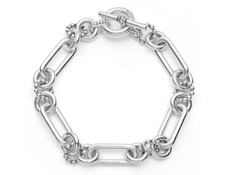 Silver Link Bracelet Size 7.75"
