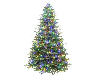 9-Ft. Oregon Pine Christmas Tree with Multi-Color LED String Lighting
