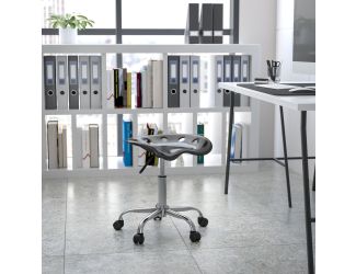 Vibrant Black Tractor Seat and Chrome Stool - Drafting & Office Stools