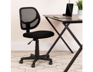 Low Back Black Mesh Swivel Task Office Chair with Curved Square Back