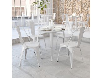30" Round White Metal Indoor-Outdoor Table - Restaurant Furniture