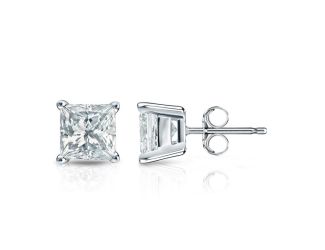 Bright White Pristine Princess cut Lab Grown Diamond Stud in 14K Rose Gold 1.00ct, GH, VS