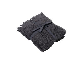 FRINO 2 Fringed Organic Cotton Terry Guest Hand Towel Set