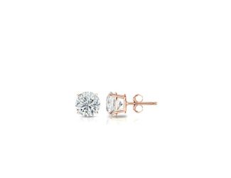 Bright White Round Lab Grown Diamond Stud in 14K Rose Gold 0.05ct, Color-FG, Clarity-VS