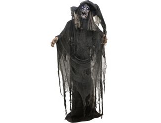 Life-Size Animatronic Witch with Lights and Sound, Indoor/Covered Outdoor Halloween Decoration