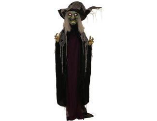 Life-Size Poseable Witch with Lights and Sound, Indoor/Covered Outdoor Halloween Decoration