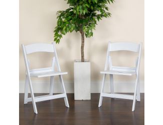 1000 lb. Capacity White Resin Folding Chair with Slatted Seat
